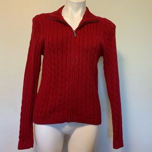 L. L. Bean Cable Knit Zip Up Jacket